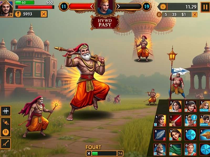 Thrilling Raj Rush combat system showing unit formations